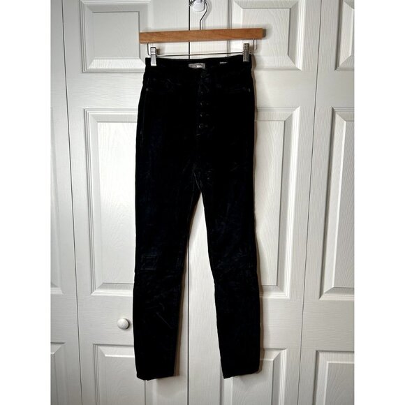 DL1961 Chrissy Ultra High Rise Black Velvet Button Fly Jeans Women's Size 25 - Picture 3 of 16